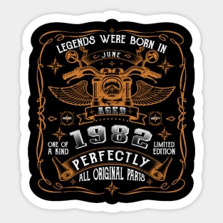 Legends Born in June 1982 41st Birthday Gift Sticker